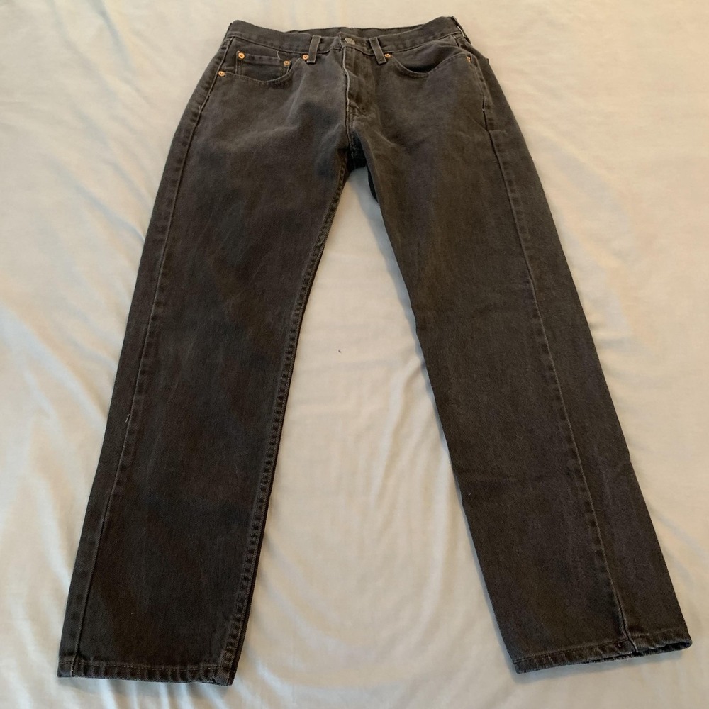 Levis 505 Jeans Mens 32x30 Gray Charcoal Wash Straight Leg Denim‎ Regular Fit